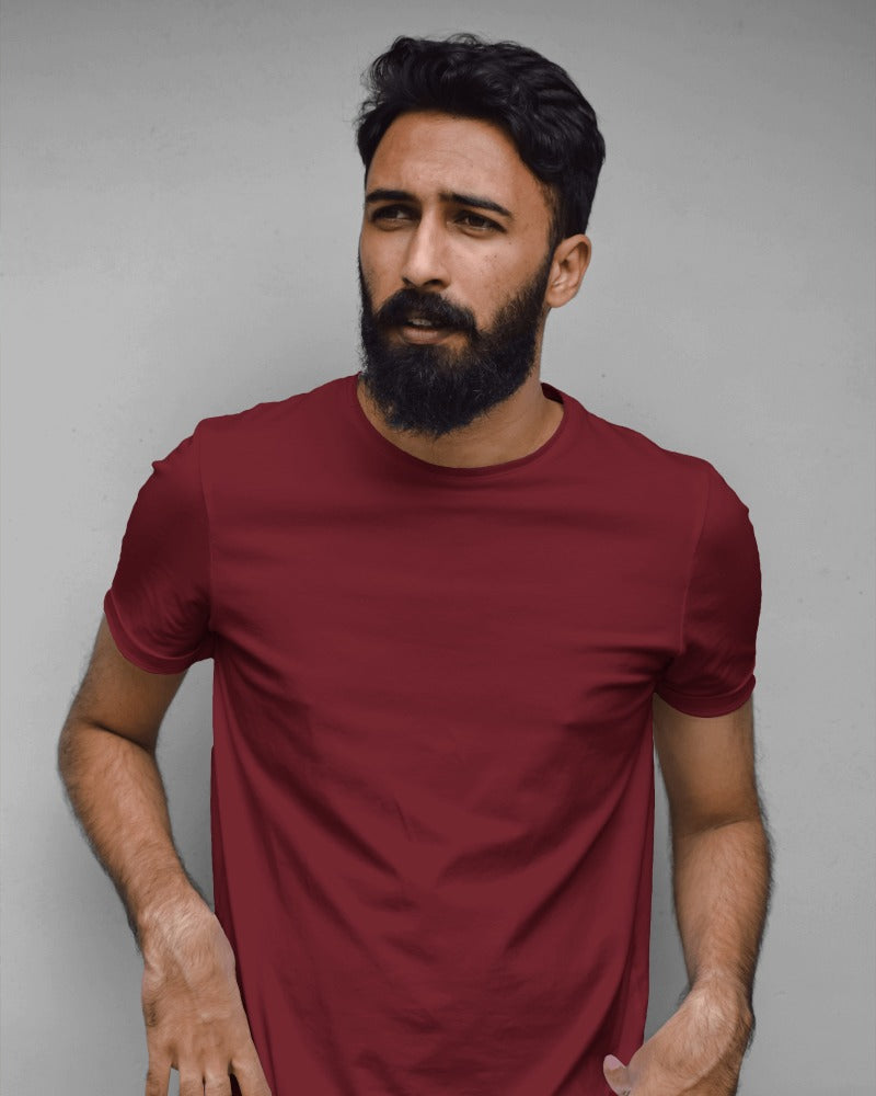 Crew Neck Tee - Maroon